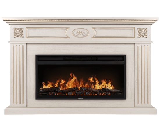 Каминокомплект: Очаг Electrolux EFP/P-4220LS, портал Siena 42/40/36, сл. кость с зол. патиной, - 2