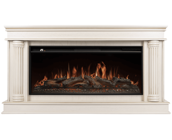 Каминокомплект: Очаг Royal Thermo Aurora RTFP/P-AR40LS, портал Olympia 42/40/36, сл. кость с зол. патиной