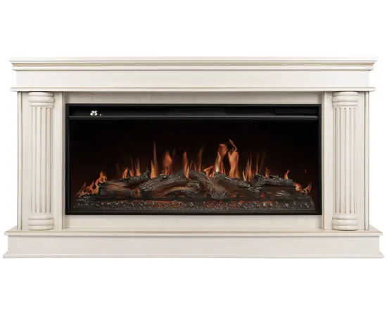 Каминокомплект: Очаг Royal Thermo Aurora RTFP/P-AR40LS, портал Olympia 42/40/36, сл. кость с зол. патиной