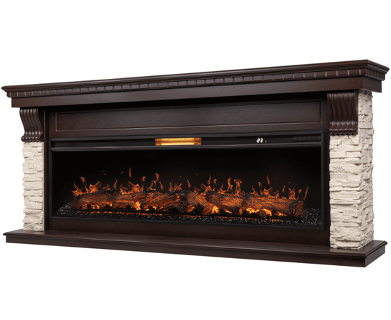 Каминокомплект: Очаг Royal Thermo Aurora RTFP/P-AR60LS, портал Michigan 60, камень мол., шп. тем.дуб