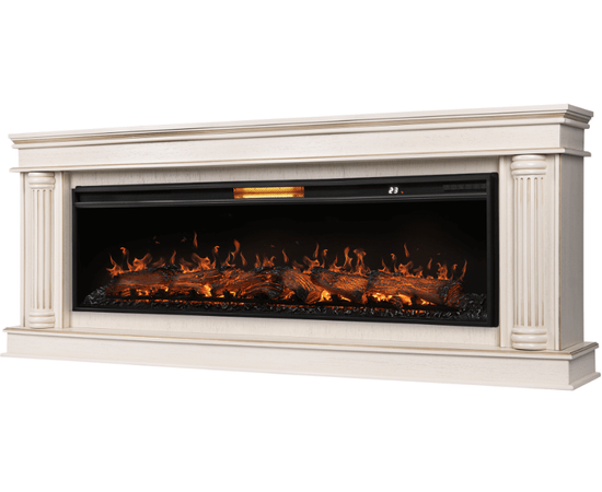 Каминокомплект: Очаг Royal Thermo Aurora RTFP/P-AR60LS, портал Olympia 60 сл. кость с зол. патиной, Цвет: Белый дуб с золотой патиной