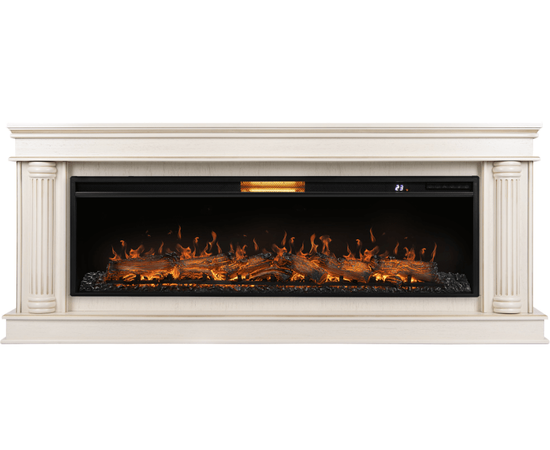 Каминокомплект: Очаг Royal Thermo Aurora RTFP/P-AR60LS, портал Olympia 60 сл. кость с зол. патиной, Цвет: Белый дуб с золотой патиной, - 2