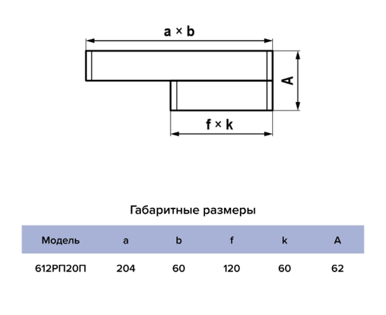 Редуктор Era 612РП20П, Типоразмер (мм): 60х120 мм, Элемент воздуховода: Редуктор, Выберите 2-ой размер для перехода, тройника, врезки (первым всегда идет диаметр большего размера): 60х204 мм, - 5