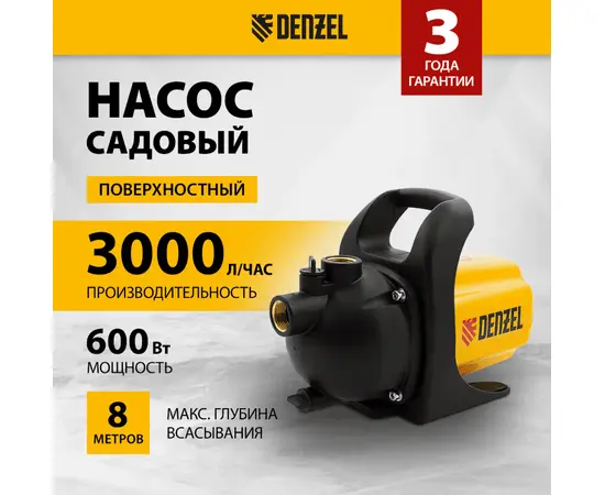 Denzel GP600, Номинальный расход воды (л/мин): 50, - 2