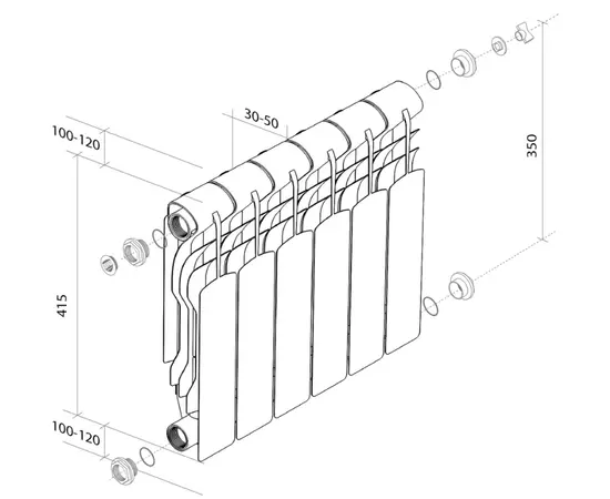 Royal Thermo Revolution B 350 - 6 секц., Количество секций (шт): 6, - 4