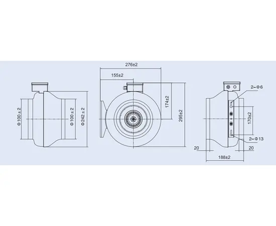 Weiguang LXFB2E190/44-P92/15-G100, Диаметр: 100 мм, - 4 Weiguang LXFB2E190/44-P92/15-G100, Диаметр: 100 мм, - 4