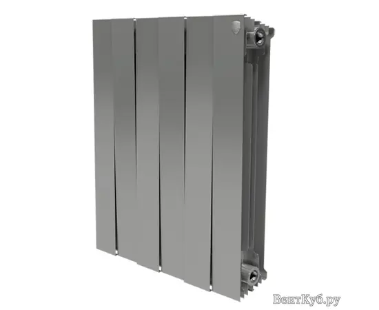Royal Thermo PianoForte 500/Silver Satin x4, Количество секций (шт): 4, Межосевое расстояние (мм): 500, Подключение: Боковое