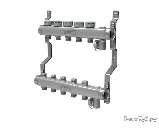 Коллектор нерж. в сборе универсальный 1" ВР-3/4" НР, 8 выходов Royal Thermo