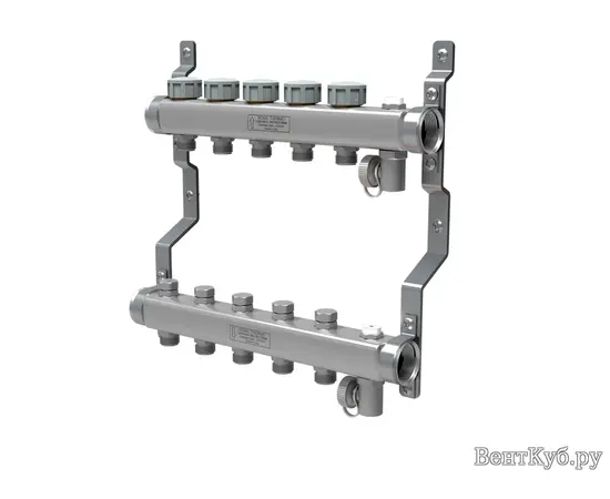Коллектор нерж. в сборе универсальный 1" ВР-3/4" НР, 11 выходов Royal Thermo Коллектор нерж. в сборе универсальный 1" ВР-3/4" НР, 11 выходов Royal Thermo