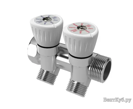 Коллектор с регулировочными вентилями 3/4"x1/2", 2 выхода Royal Thermo