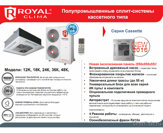 Royal Clima CO-4C 18HN, Рекомендуемая площадь и мощность: 50 м² - 5 кВт, - 2