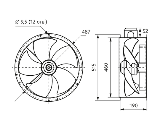 VO 450-4D-01, Диаметр: 450 мм, Питание: 380 В (3Ф), Серия: Фланцевые, - 3