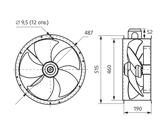Nevatom VO 450-4D-01, Диаметр: 450 мм, Питание: 380 В (3Ф), Серия: Фланцевые, - 4