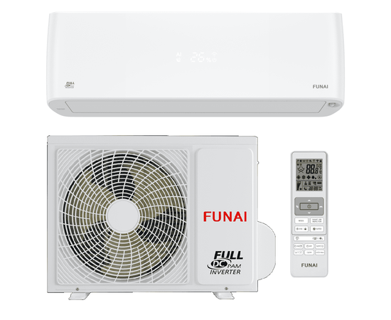 Funai RACI-EM25HP.D04, Рекомендуемая площадь и мощность: 25 м² - 2,5 кВт, Тип кондиционера: Инверторный