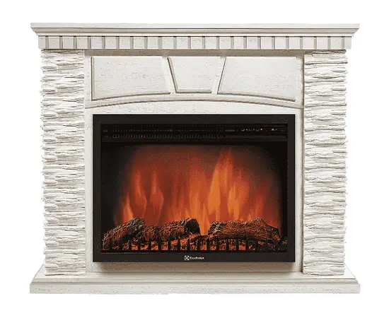 Firelight Porto 30U (угловой) камень белый, шпон белёный дуб