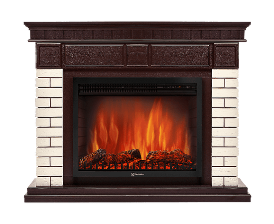 Firelight Bricks 30U (угловой) камень бежевый, шпон темный дуб