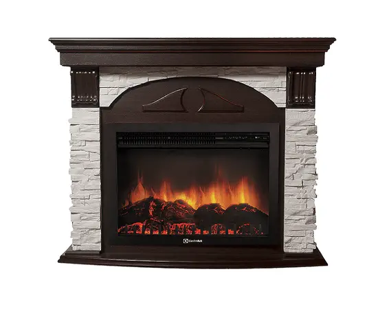 Firelight Torre 25U (угловой) камень белый, шпон темный дуб