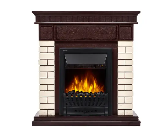 Firelight Bricks Classic камень бежевый, шпон темный дуб