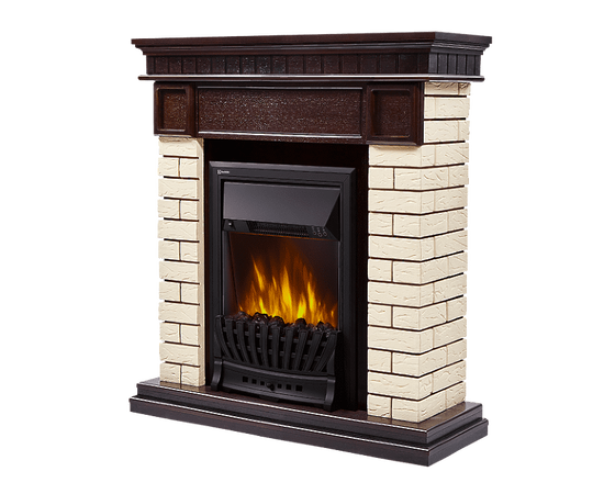 Firelight Bricks Classic камень бежевый, шпон темный дуб, - 2