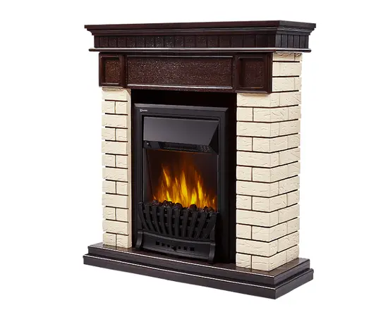 Firelight Bricks Classic камень бежевый, шпон темный дуб, - 2
