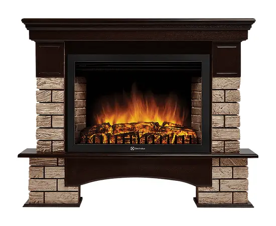 Firelight Forte Wood 30U (угловой) камень коричневый, шпон темный дуб