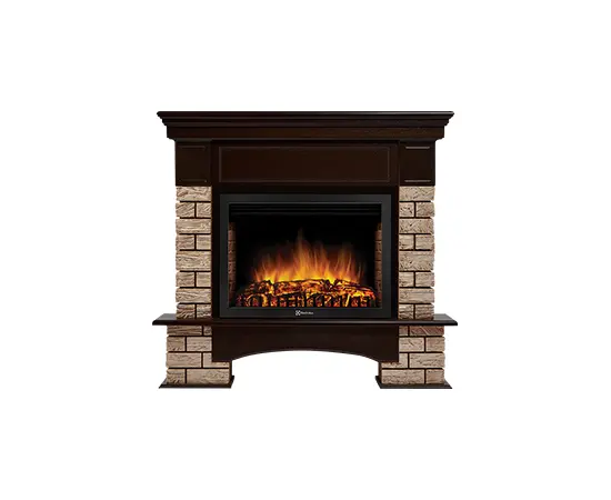 Firelight Forte Wood 25U (угловой) камень коричневый, шпон темный дуб