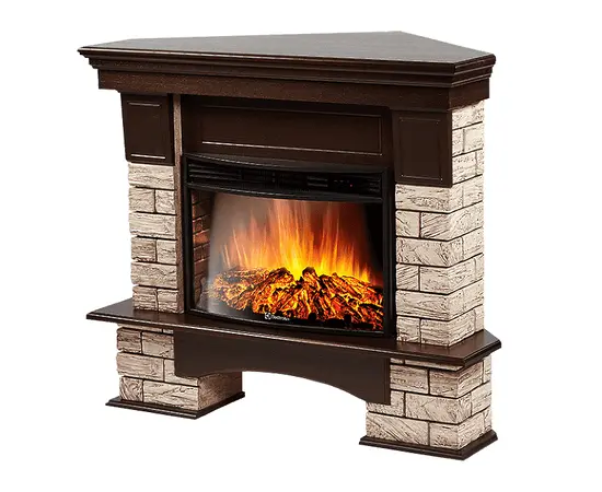 Firelight Forte Wood 25U (угловой) камень коричневый, шпон темный дуб, - 2