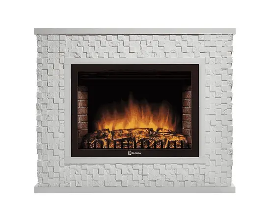 Каминокомплект: очаг Electrolux EFP/P-3020LS, портал Quadro 30 камень песчаник античный белый Каминокомплект: очаг Electrolux EFP/P-3020LS, портал Quadro 30 камень песчаник античный белый