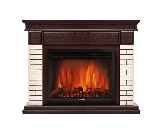 Каминокомплект: очаг Electrolux EFP/P- 2520LS, портал Bricks 25 камень бежевый, шпон темный дуб