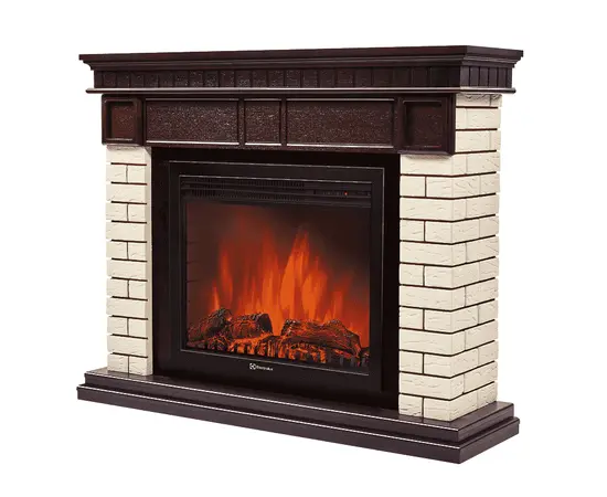 Каминокомплект: очаг Electrolux EFP/P- 2520LS, портал Bricks 25 камень бежевый, шпон темный дуб, - 2