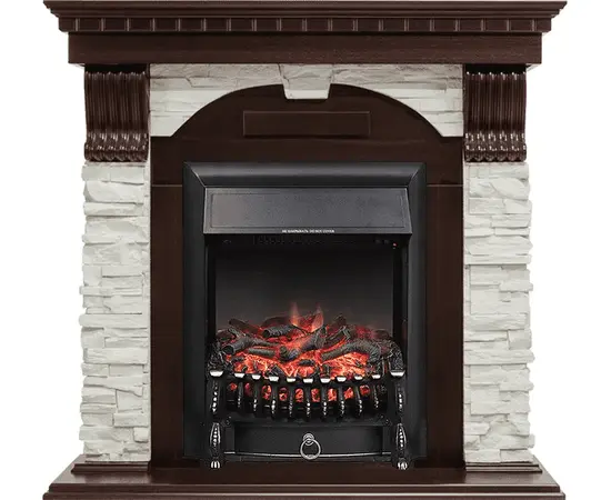 Каминокомплект Royal Flame Dublin угловой Темный дуб/Сланец белый с очагом Fobos FX Black