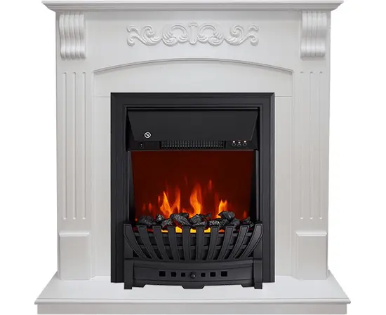 Каминокомплект Royal Flame Sorrento угловой Белый дуб с очагом Aspen Black