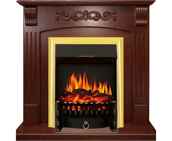 Каминокомплект Royal Flame Sorrento угловой Орех с очагом Fobos FX Brass Каминокомплект Royal Flame Sorrento угловой Орех с очагом Fobos FX Brass