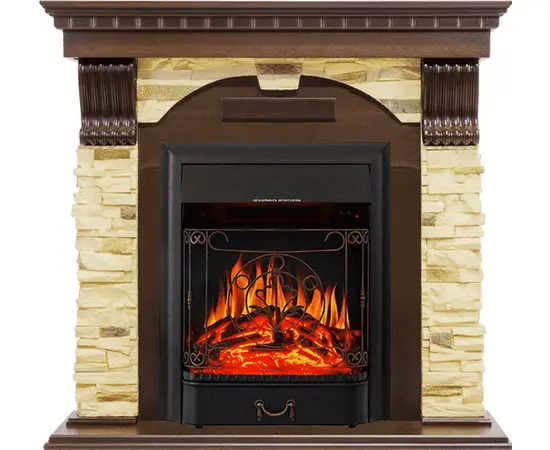 Каминокомплект Royal Flame Dublin Темный дуб/Сланец с очагом Majestic FX Black