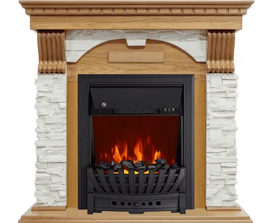 Каминокомплект Royal Flame Dublin дуб/Сланец белый с очагом Aspen Black