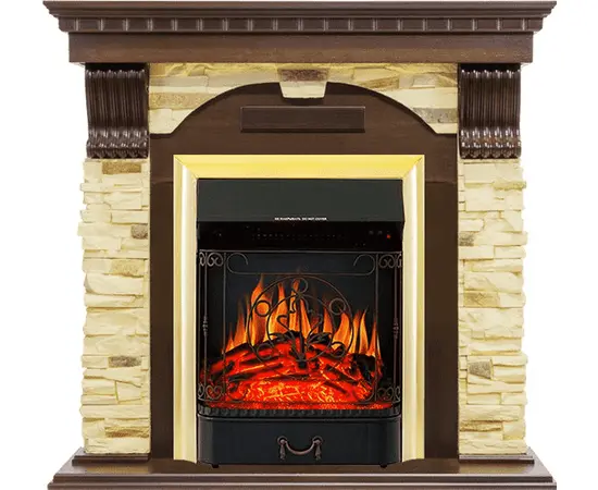 Каминокомплект Royal Flame Dublin Темный дуб/Сланец с очагом Majestic FX Brass Каминокомплект Royal Flame Dublin Темный дуб/Сланец с очагом Majestic FX Brass