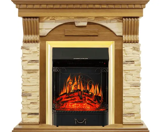 Каминокомплект Royal Flame Dublin Дуб/Сланец с очагом Majestic FX Brass