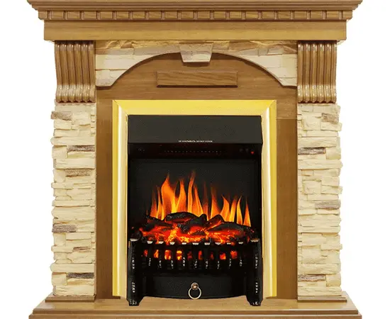 Каминокомплект Royal Flame Dublin Дуб/Сланец с очагом Fobos FX Brass Каминокомплект Royal Flame Dublin Дуб/Сланец с очагом Fobos FX Brass