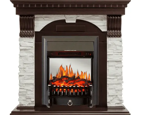 Каминокомплект Royal Flame Dublin Темный дуб/Сланец белый с очагом Fobos FX M Black