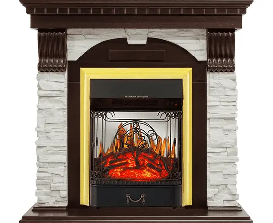 Каминокомплект Royal Flame Dublin Темный дуб/Сланец белый с очагом Majestic FX M Brass Каминокомплект Royal Flame Dublin Темный дуб/Сланец белый с очагом Majestic FX M Brass