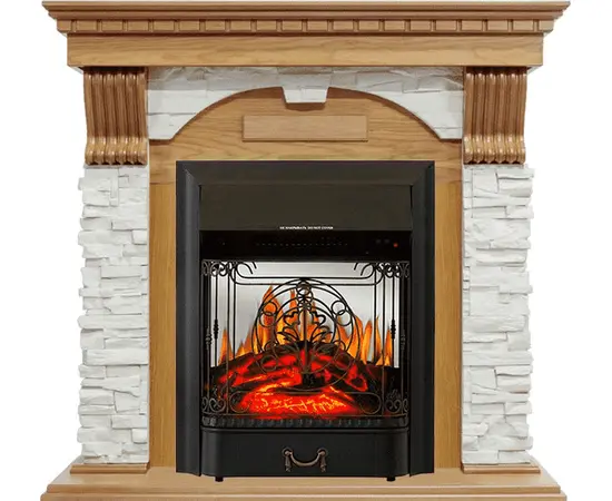 Каминокомплект Royal Flame Dublin Дуб/Сланец белый с очагом Majestic FX M Black