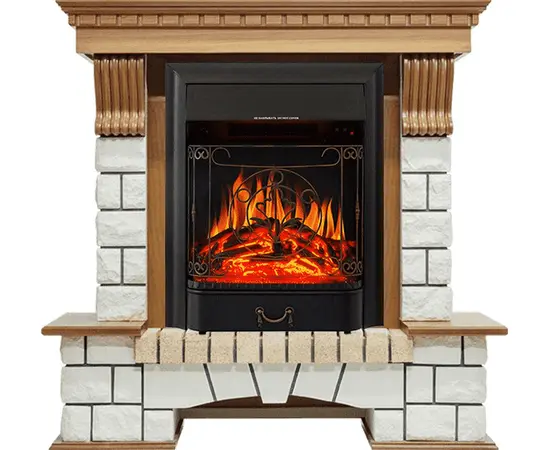 Каминокомплект Royal Flame Pierre Luxe Дуб/Белый с очагом Majestic FX Black