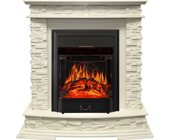 Каминокомплект Royal Flame Luzern Слоновая кость с очагом Majestic FX Black Каминокомплект Royal Flame Luzern Слоновая кость с очагом Majestic FX Black