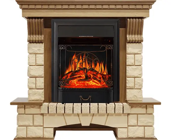 Каминокомплект Royal Flame Pierre Luxe Дуб/Шампань с очагом Majestic FX Black