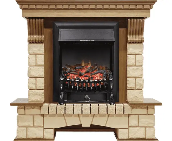 Каминокомплект Royal Flame Pierre Luxe Дуб/Шампань с очагом Fobos FX Black