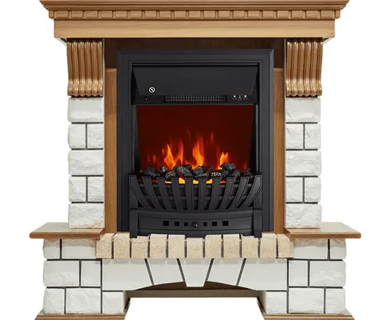 Каминокомплект Royal Flame Pierre Luxe Дуб/Белый с очагом Aspen Black