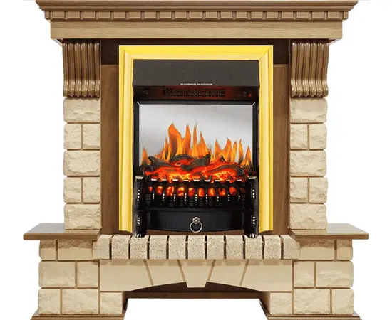 Каминокомплект Royal Flame Pierre Luxe Дуб/Шампань с очагом Fobos FX M Brass Каминокомплект Royal Flame Pierre Luxe Дуб/Шампань с очагом Fobos FX M Brass