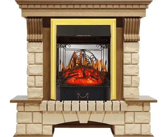 Каминокомплект Royal Flame Pierre Luxe Дуб/Шампань с очагом Majestic FX M Brass