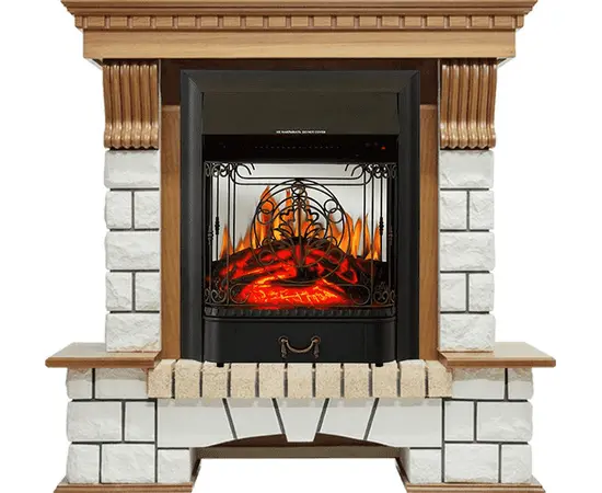 Каминокомплект Royal Flame Pierre Luxe Дуб/Белый с очагом Majestic FX M Black