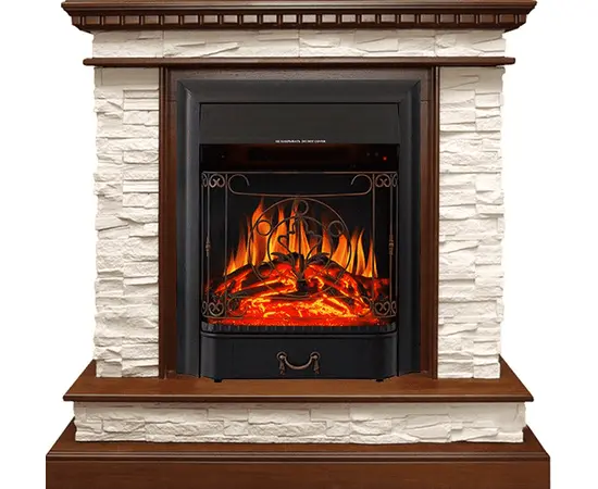 Каминокомплект Royal Flame Calgary Дуб/Сланец белый с очагом Majestic FX Black Каминокомплект Royal Flame Calgary Дуб/Сланец белый с очагом Majestic FX Black